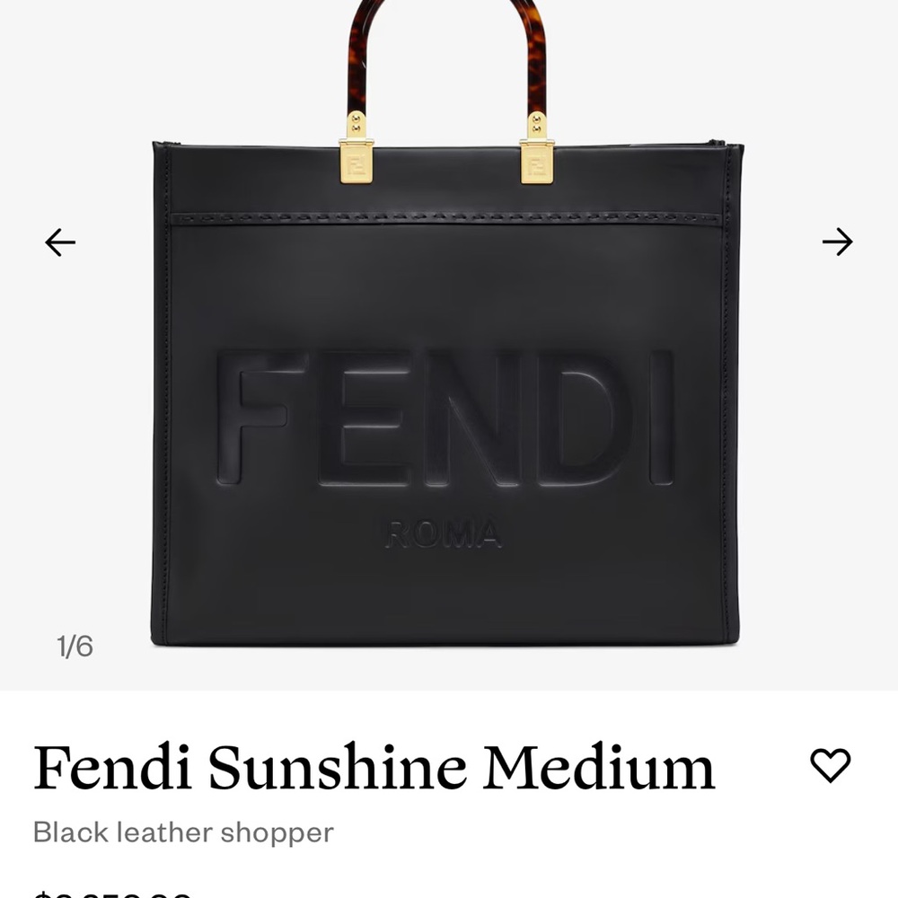 Fendi Black Leather Tote with Tortoiseshell Handles